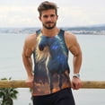 thumbnail image 6 of Gukieu Starry Light White Horse Print Men's Quick Dry Fitness Vest, Round Neck Sleeveless Fitness Bodybuilding Top-Small, 6 of 7