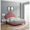 thumbnail image 2 of Tufted Platform Bed Frame, Full Size, Velvet, Pink, Modern Contemporary Urban Design, Bedroom Master Guest Suite, 2 of 10