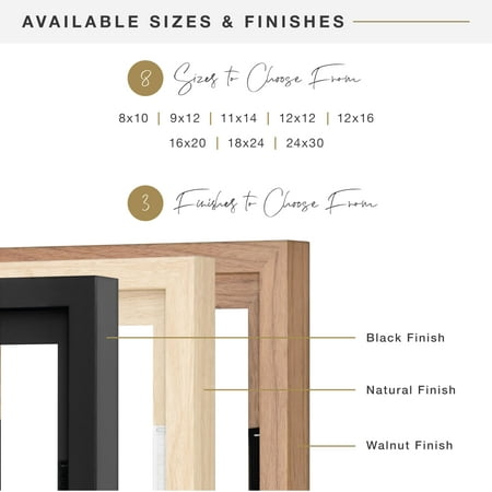 MCS Canvas Float Frames 16x20 Frame, Black Frame for Finished Canvases, Vertical & Horizontal Wall Hanging Large Frame with Adhesive for Canvas Paintings (1-Pack)