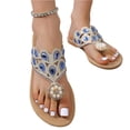 thumbnail image 3 of Norvail Ladies Flat Bottomed Beach Rhinestone Lightweight Casual Buckle Toe Sandals Flip Flops, Wide Foot Sandals For Women Dressy, Breathable Sparkly Clip Toe Design For Summer Going Out Shoes, 3 of 7