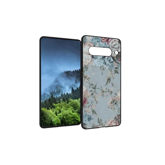 Vintage-Floral-Art-Design-374 Phone Case, Degined for Google Pixel 7 Pro Case Men Women, Flexible Silicone Shockproof Case for Google Pixel 7 Pro
