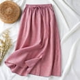thumbnail image 5 of BUIGTTKLOP Womens Midi Skirt Drawstring Elastic Waist Drawstring Skirts Striped Side Split Summer Casual Flowy Skirts, 5 of 6