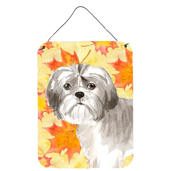Fall Leaves Shih Tzu Puppy Wall or Door Hanging Prints