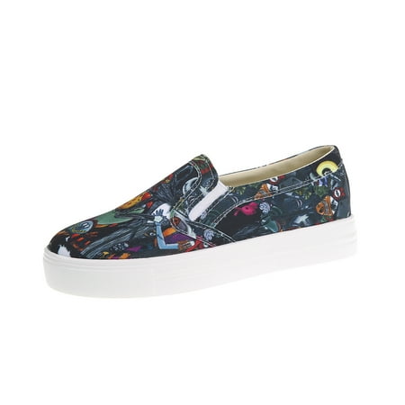 

Women‘s Cartoon Print Canvas Loafers Casual Lightweight Low Top Slip On Shoes Platform Shoes
