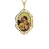Brilliance Fine Jewelry Sterling Silver and 18K Gold-Plated Oval Raphael Angel Pendant, 18" Necklace