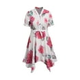 thumbnail image 2 of Gvmfive Women's Bohemian V-Neck Hi-Low Floral Print Belt Short Sleeve Dress, 2 of 3