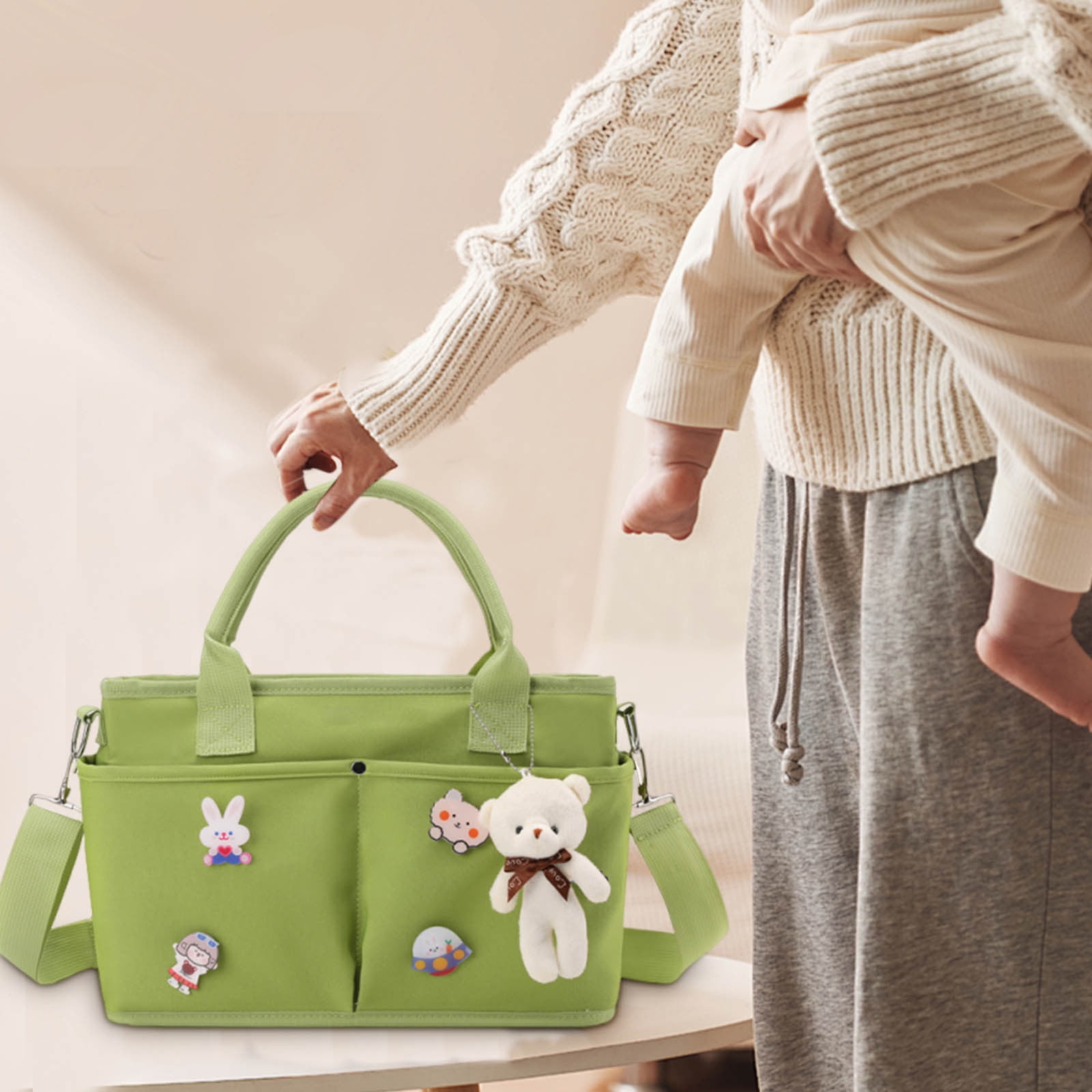 Diaper Bag for Infants, Large Capacity Multi-Pocket Backpack with Stroller Straps, Stylish Baby Bag with Insulated Pockets for Travel and Postpartum