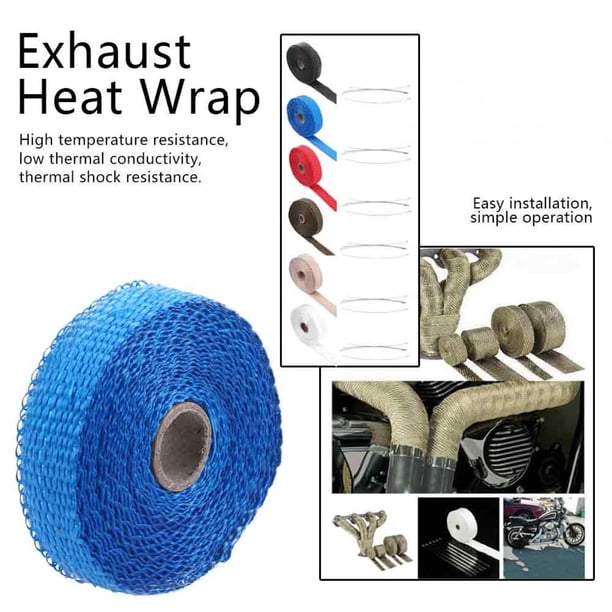 Rollo de Aislamiente Térmico para Escape de Coche de 5M Con 4 Bridas para Cables de Acero Inoxidable para Automóril