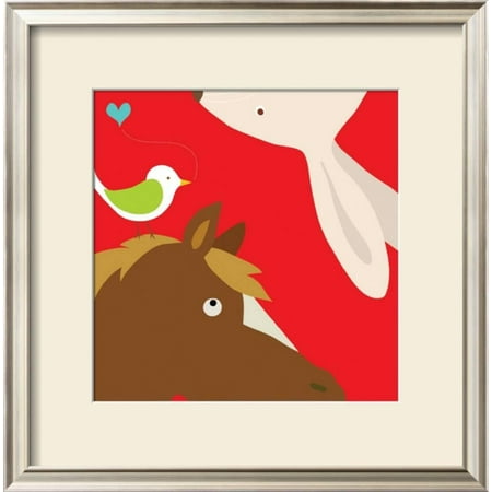- Farm Group: Rabbit and Horse Framed Art Print Wall Art By Yuko Lau - 18x18.5