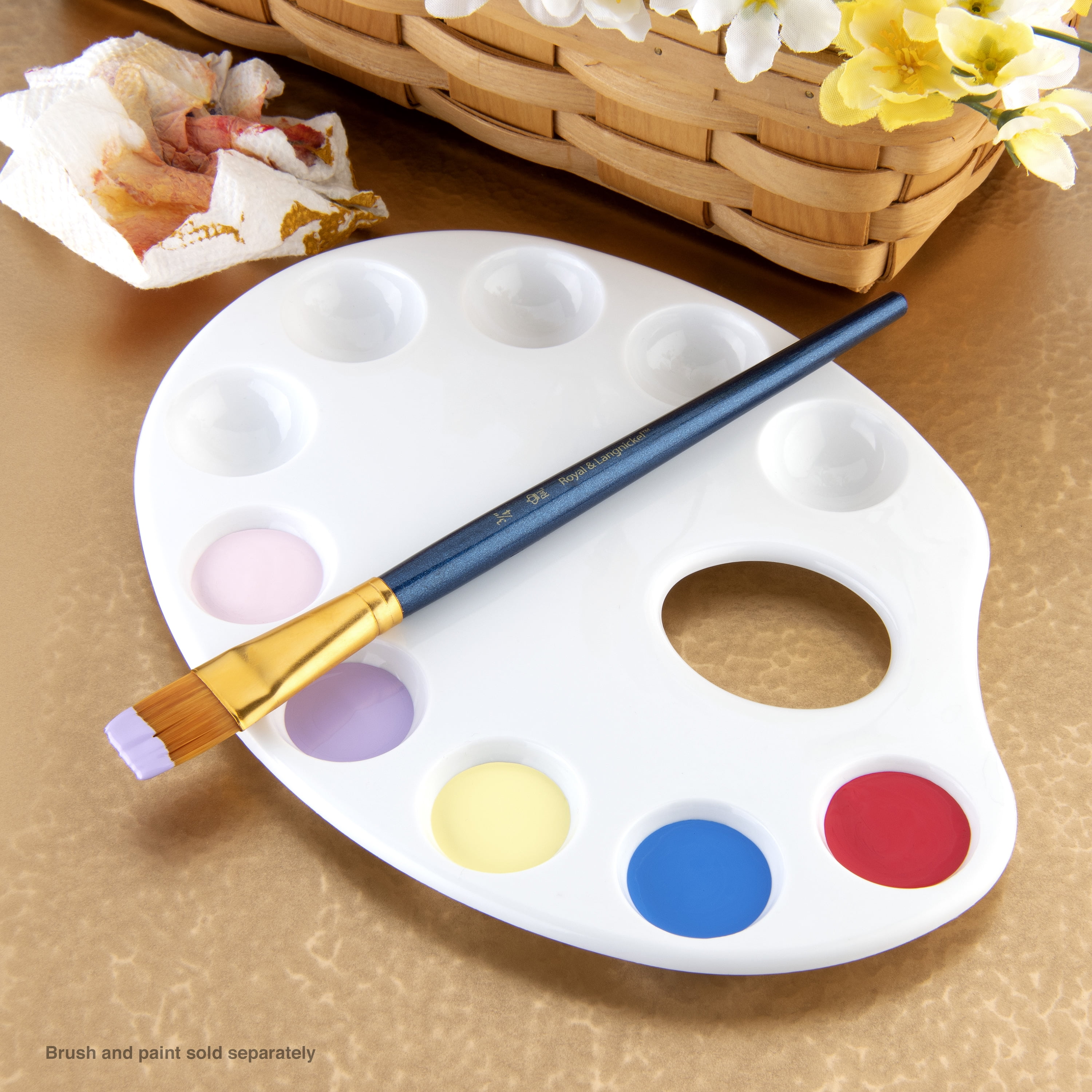 Royal & Langnickel Essentials - Ten-Well Oval Artist Paint Palette, 18 pack