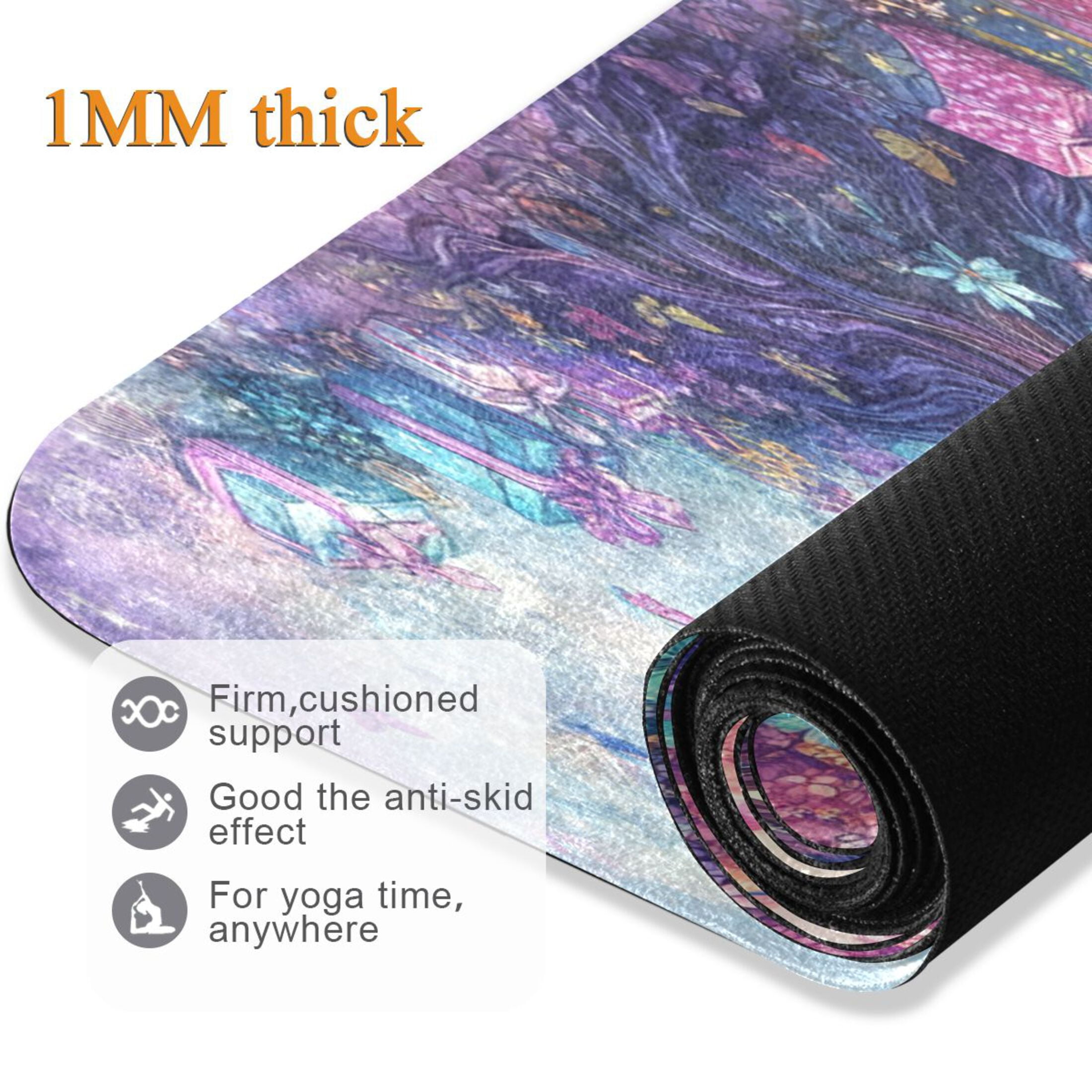 BZSMCE Yoga Mat Women Colorful Tree with Butterflies Fitness Mat