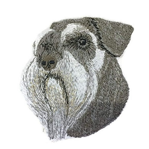 Dog Faces [Schnauzer 2[Custom and Unique] Embroidered Iron on/Sew patch [4."3.4"]