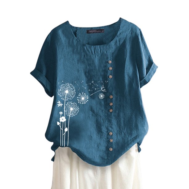 Pntutb - Camiseta holgada de manga corta con cuello redondo y estampado informal para mujer Pntutb Pntutb-1149