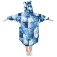 thumbnail image 2 of FORMRS Wearable Blanket Hoodie with Sleeves for Kids Cozy Flannel Sweatshirt, Blue Pattern, 2 of 7