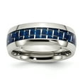 thumbnail image 1 of Incrustation de Fibre de Carbone Bleue en Acier Inoxydable Bague Polie Taille 8.5, 1 of 6