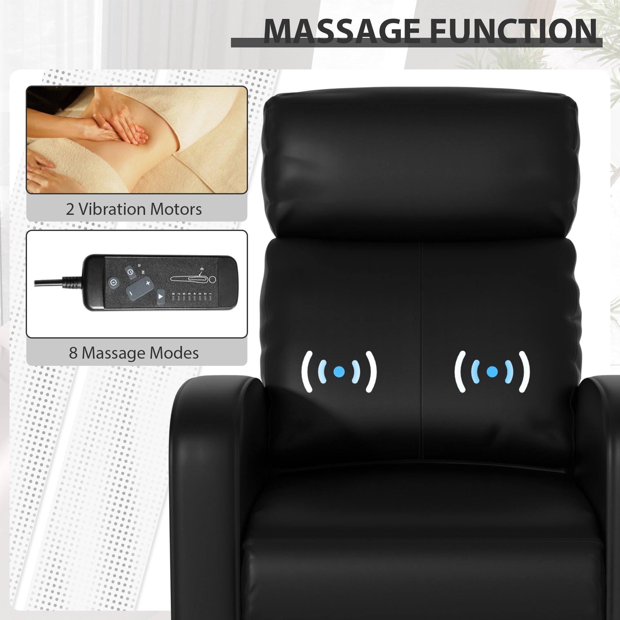 YRLLENSDAN PU Leather Power Recliner Chair with Massage, and Adjustable Footrest, Black