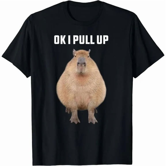 100% Cotton SUMMER GRAPHIC [100% Cotton] Capybara Shirt Funny Ok I Pull Up Capybara T-Shirt Golf Gift T-Shirt For Men and Women