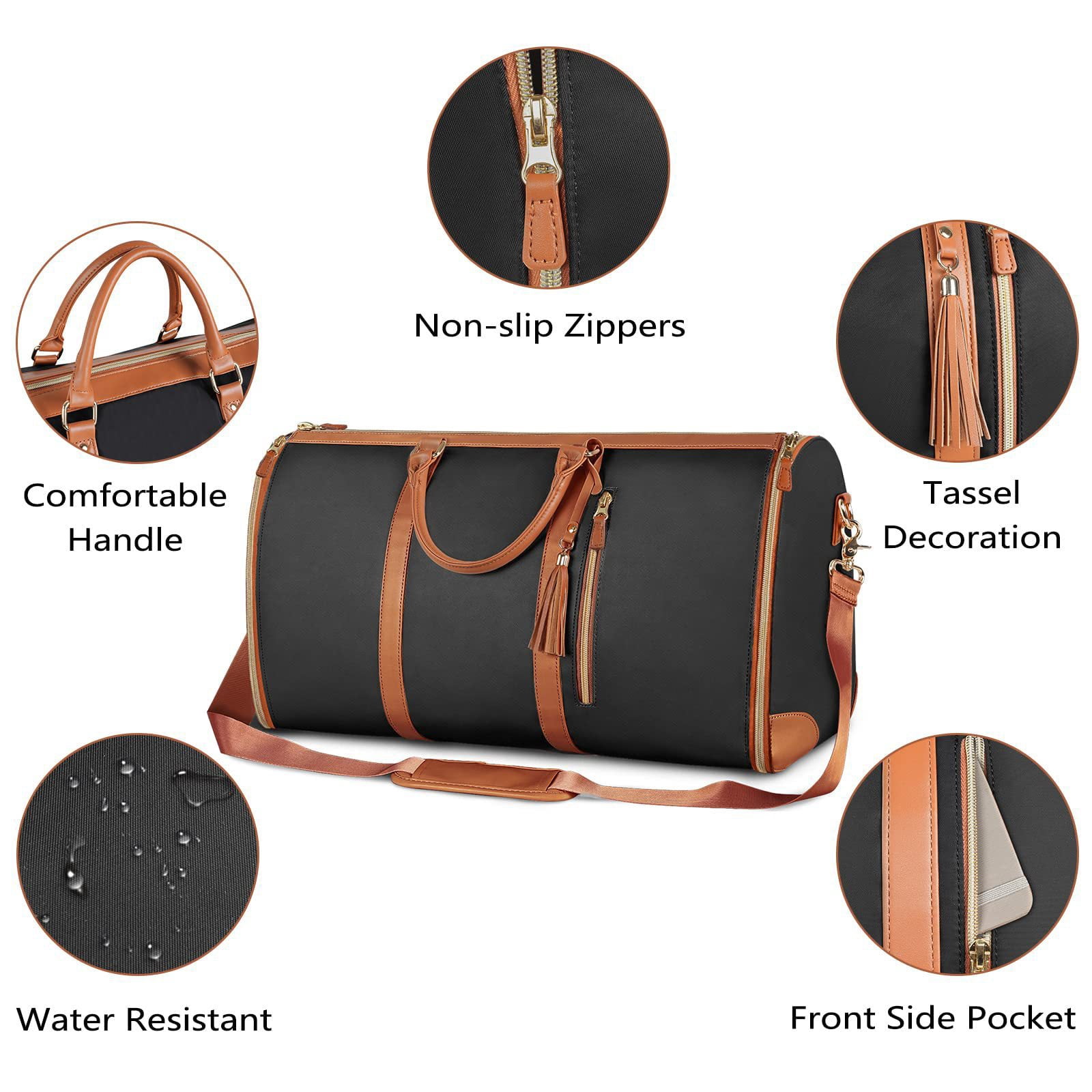 Large Portable Folding Women's Garment Bag for Travel, Carry On Garment Bag,3 in 1 Hanging Suitcase Suit Weekender Travel Bag