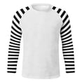 thumbnail image 3 of Mens T-shirts Long Sleeve Striped Crewneck T Shirt Soft Casual Basic Top Comtable Relaxed Daily Wear Tees White XXXXL, 3 of 4