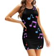thumbnail image 5 of Playful Notes Square Neck Dress New Plus Size Elegant Women Waist Tight Dress Note Clef Melody Music Notes Rhythm Treble Note, 5 of 5
