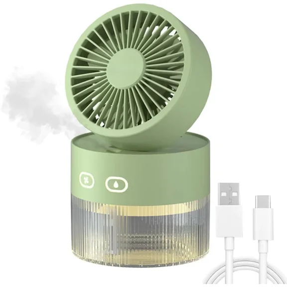 RAPOBRIX 3-in-1 Personal Cooling Fan Humidifier with LED Night Light - Portable USB Rechargeable