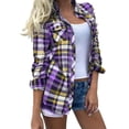 thumbnail image 2 of Womens Tops Fashion Lapel Digital Plaid Printed Multicolor Pocket Long Sleeve Button Cardigan Blouse M Sweaters For Women, 2 of 4
