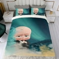 thumbnail image 4 of Bebé Jefe: Niño Blanco Conjunto de sábanas temático, trío de piezas, cómodo y amigable con la piel, diseño único, regalo de decoración para el hogar para familiares, amigos y fans,140X210cm, 4 of 6