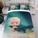 thumbnail image 4 of Bebé Jefe: Niño Blanco Conjunto de sábanas temático, trío de piezas, cómodo y amigable con la piel, diseño único, regalo de decoración para el hogar para familiares, amigos y fans,135X200cm, 4 of 6