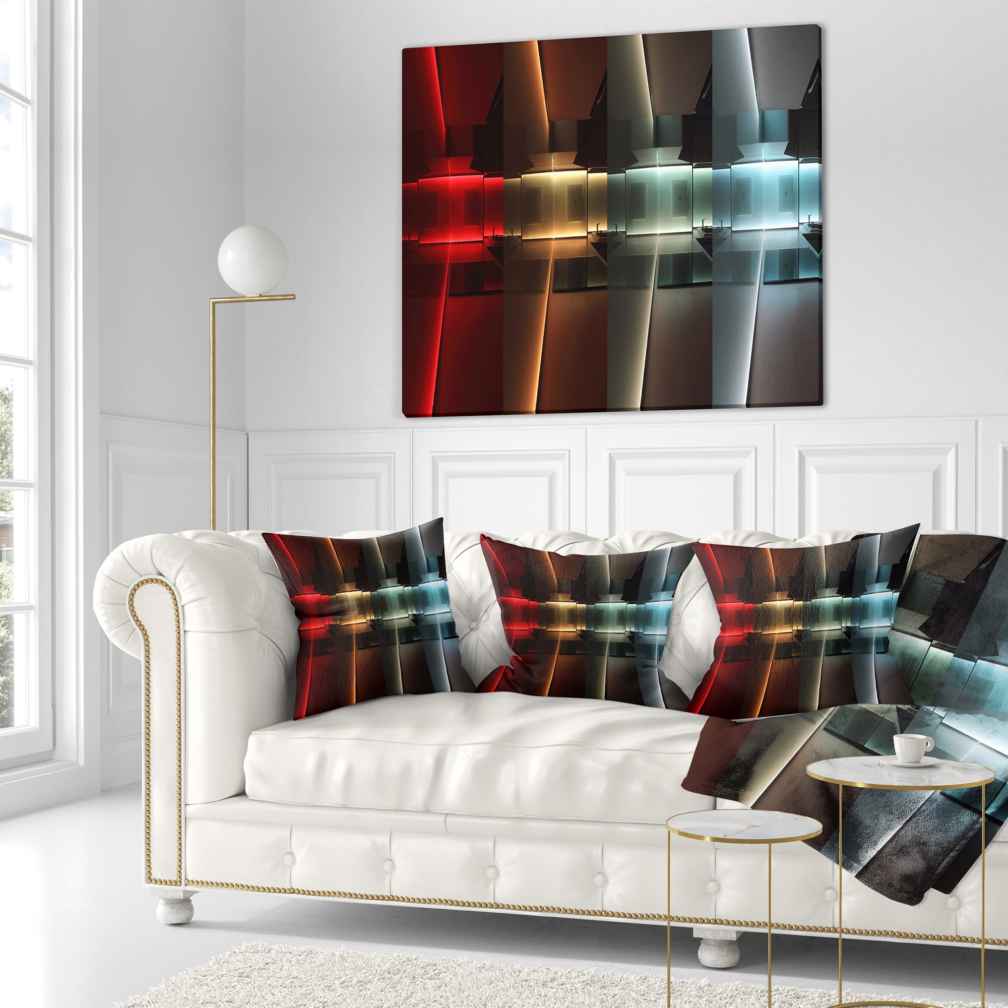 Designart Kitchen with LED Lighting - Abstract Throw Pillow - 16x16