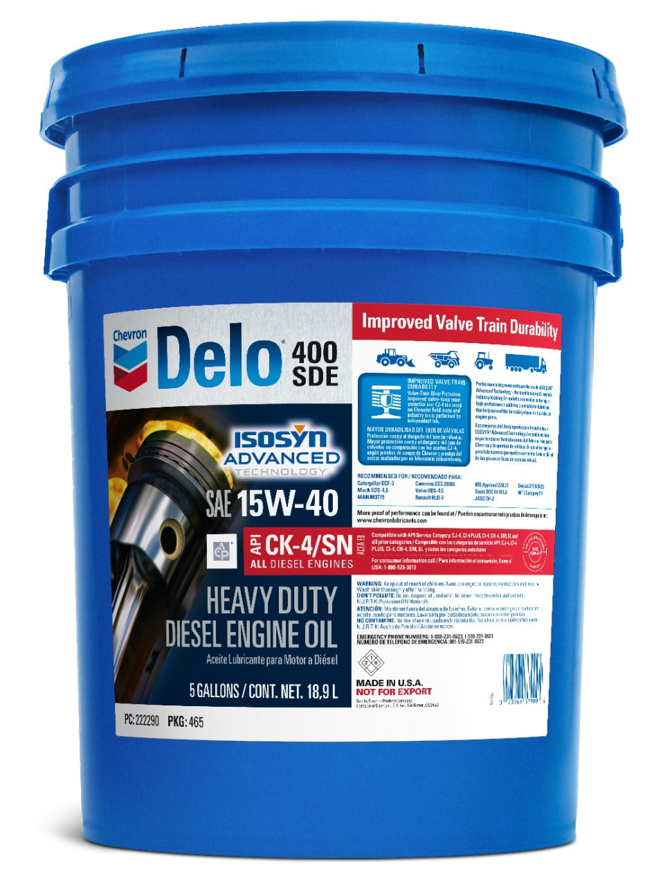 Delo 400 XLE SB Synthetic Blend SAE 15W-40 Heavy-Duty Diesel Motor Oil 5 Gallon