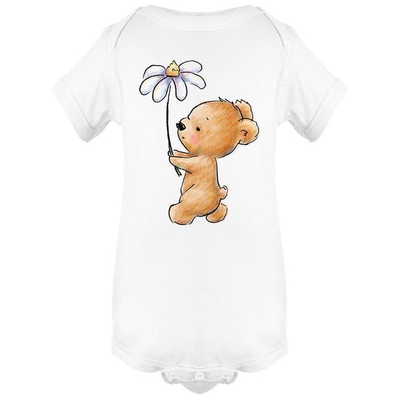 Bear Walking With Flower Bodysuit Infant -Image by Shutterstock,  6 Months