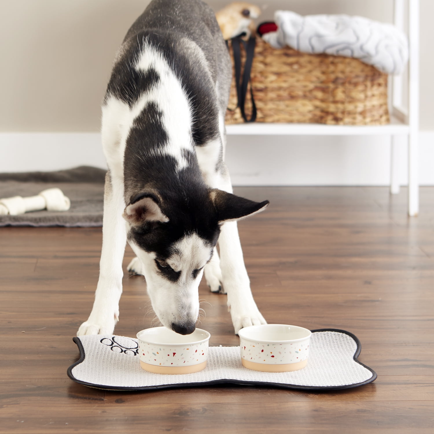 Bone Dry Pet Bowl Set, Small 4.25x2-inches, Terrazzo
