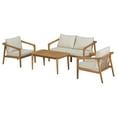 thumbnail image 2 of Christopher Knight Home Scandinavian 4 Pieces Patio Conversation Set, Outdoor Sectional Solid Wood Furniture Set, Beige, 2 of 13