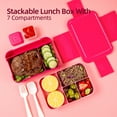 thumbnail image 6 of Bento boxes, Leak-Proof Lunch Box Containers, 1500ML-7 Compartment Bento Lunch Box with Cutlery Set, Stackable Bento Box for Adults, Microwave and Dishwasher Safe Lunchbox(Rose Red), 6 of 6