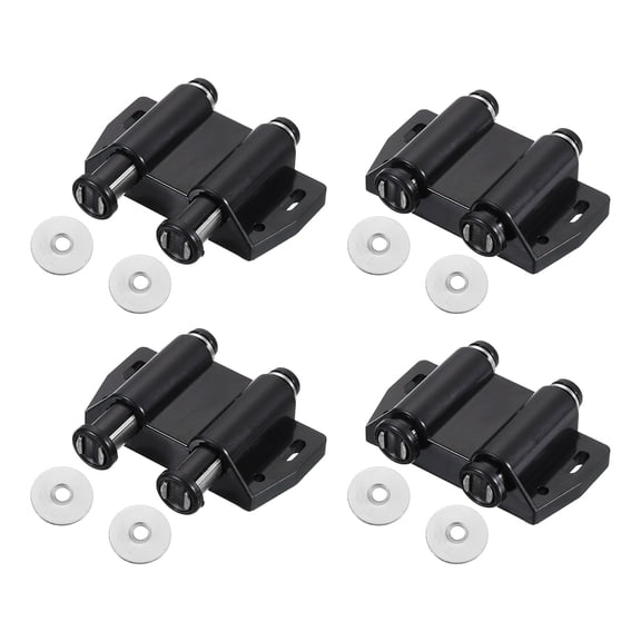 Double Magnetic Touch Catch Latch Plastic PE Black for Cabinet Door Shutter 4Pack Black