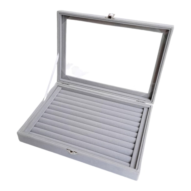 Bandeja para gemelos escaparate, caja organizadora de 10 ranuras para anillos, bandeja de terciopelo con 10 ranuras para anillos, pendientes, broches,