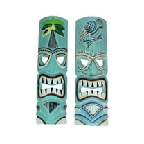 Things2Die4 Parrot & Palm Tree Tiki Mask - Set of 2 - 20" High