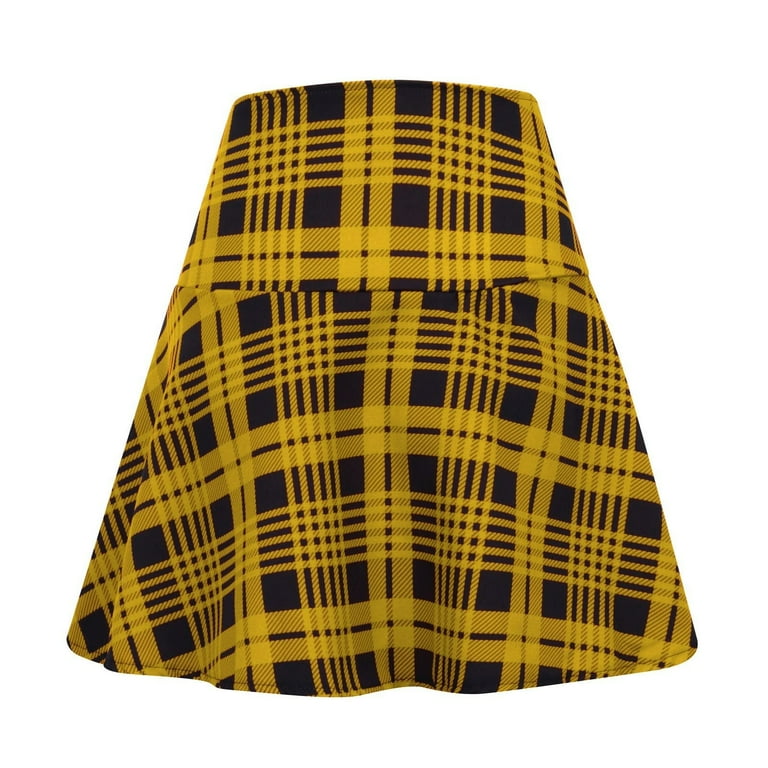 Christmas plaid skirt yellow clearance