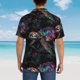 thumbnail image 4 of Balery Colorful Plant Turtle A Camisas hawaianas de manga corta para hombre, camisas playeras de corte holgado, camisas de vacaciones con botones,Small, 4 of 7