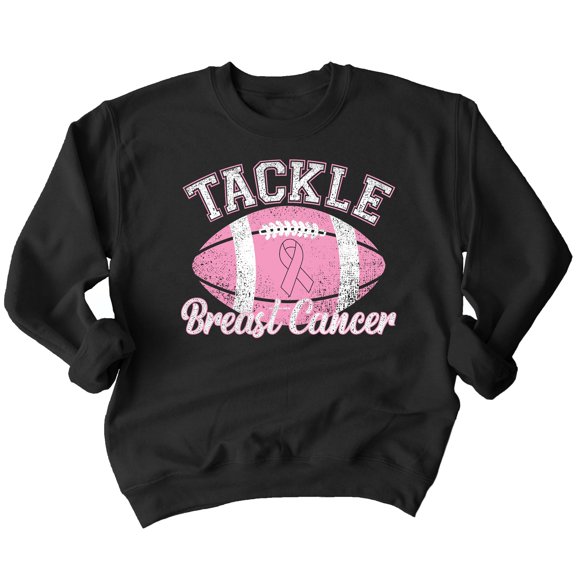 Tackle Breast Cancer Support Crewneck Sweatshirt, XL, Black