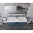thumbnail image 2 of Amazon 60" Blue Wood Floating Vanity with White Top and Black Trim, 2 of 10