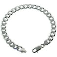 thumbnail image 2 of Sterling Silver Curb Cuban Link Chain Bracelet 8mm Beveled Edges Nickel Free Italy 8 inch, 2 of 4