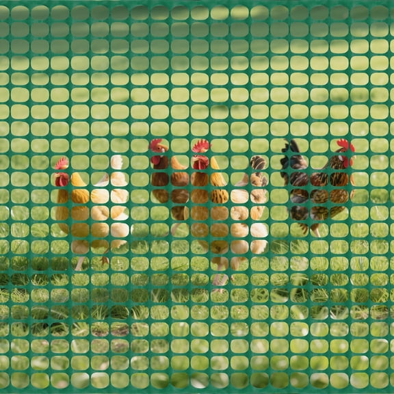 Green Plastic Mesh Fence (4in x 100ft) Barrier Fencing for Garden, Poultry, Pet & Plant Support