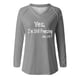 thumbnail image 4 of KIHOUT - Blusas casuales para mujer, liquidación 2024, moda clásica, estampado de letras, cuello en V, blusas básicas holgadas, camisetas de manga larga, blusas tipo túnica para otoño, 4 of 4