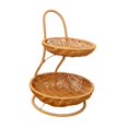 thumbnail image 3 of Cesta de frutas tejida de imitación de ratán, cesta para guardar aperitivos, decoración, organizador de almacenamiento que ahorra espacio para cocina Dos capas, 3 of 8