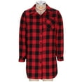 thumbnail image 5 of Womens Flannel Plaid Shirt Shackets Mid Length Pocketed Button Up Casual Lightweight Fall Spring Jacket Blouses (XL, Red), 5 of 7