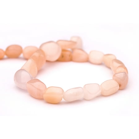 Peach Gemstone - Tumbled Pebble Peach Quartz Crystal Beads Semi Precious Gemstones Size: 15x11mm Crystal Energy Stone Healing Power for Jewelry Making