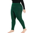 thumbnail image 5 of MODA NOVA Juniors' Plus Size Check Leggings Plaid Skinny Loungewear 4X Green, 5 of 5