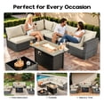 thumbnail image 3 of Vcatnet 6 Pieces Outdoor Patio Furniture with Fire Pit, Wicker Outdoor Conversation Set, Outdoor Sectional with Coffee Table, Beige, 3 of 10