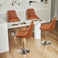 thumbnail image 4 of VECELO Bar Stools Set of 1, Swivel Adjustable Barstools with Backrest, PU Leather Upholstered Chairs, Round Heavy Metal Base, Brown, 4 of 6